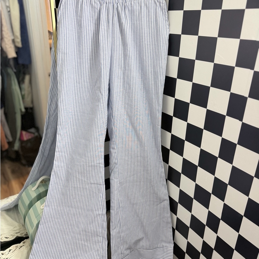 Striped Wide-Leg Pants